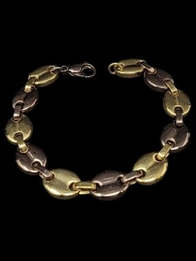 HoB MARINERS LINK STAINLESS STEEL GOLD TONE & BRONZE TONE  BRACELET